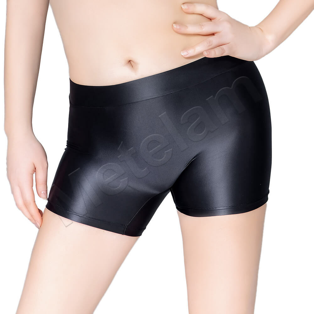 Plus Size Women Opaque Wet Look Leggings Shiny Satin Panties Gym Fitness Shorts