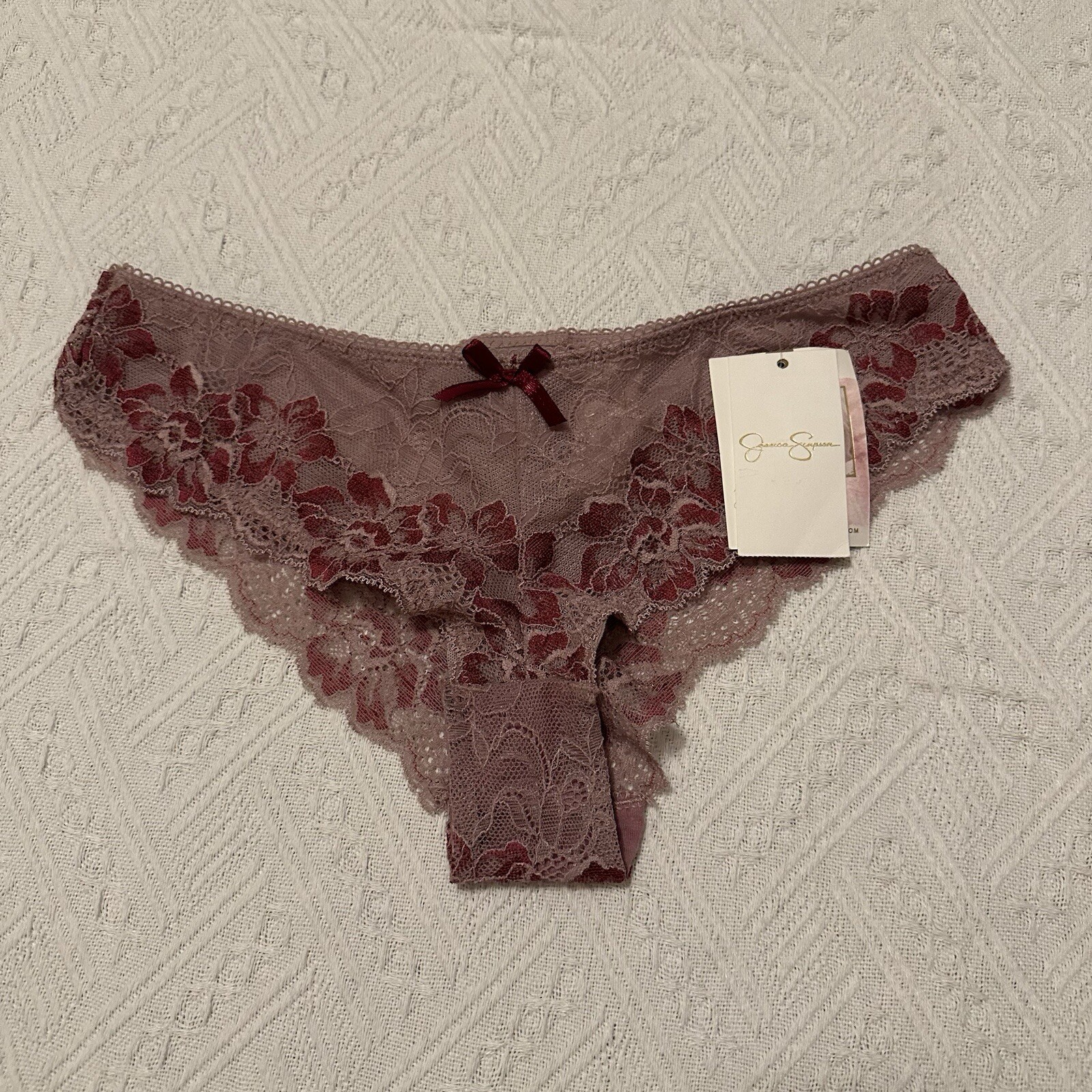 Jessica Simpson Purple Floral Lace Cheeky Sz S Small Panty NWT