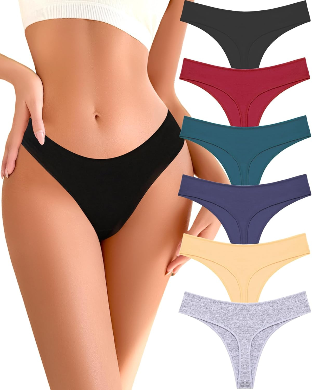 Cotton Underwear for Women Pack Breathable Thongs for Women Sexy Stretch Soft Wo