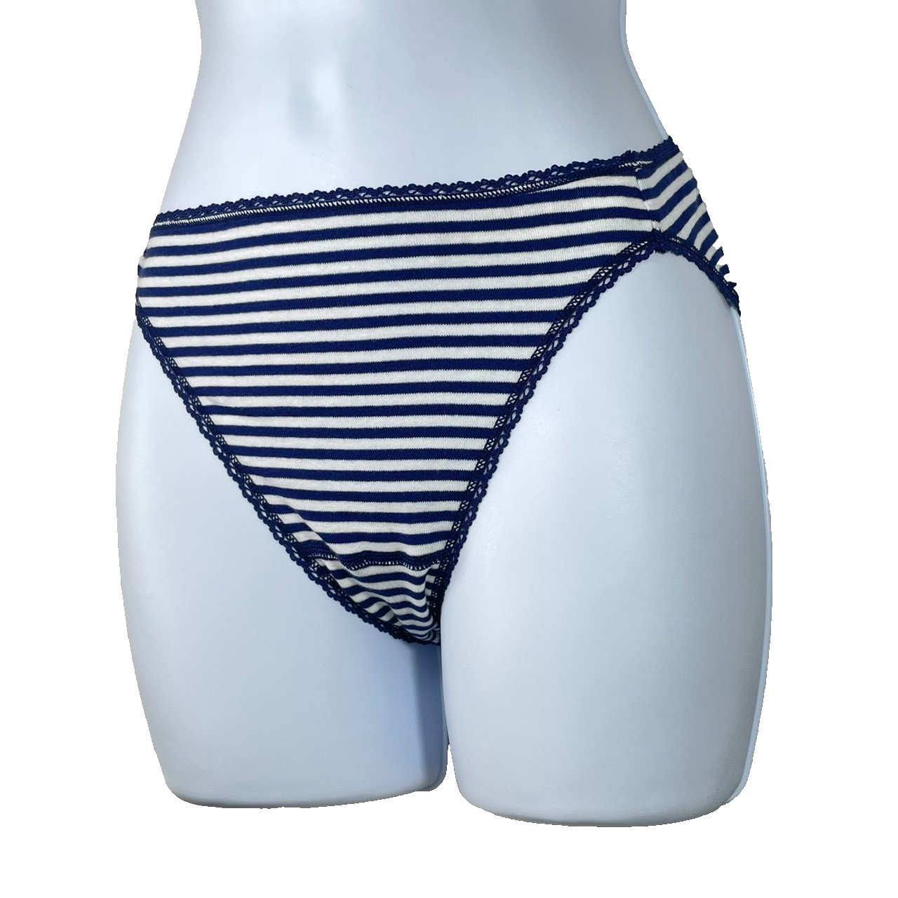 NWT Charter Club Women’s S Hi-Cut Cotton Bikini 4-Pack, Blue White Black