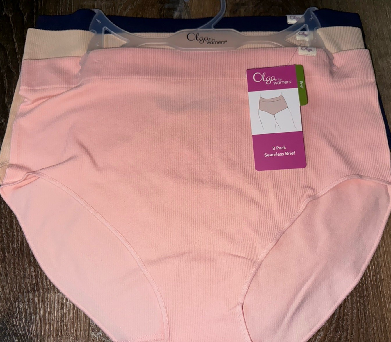 Olga ~ Womens Microfiber Brief Underwear Panties Nylon Ribbed 3-Pair (A) ~ 1X/16