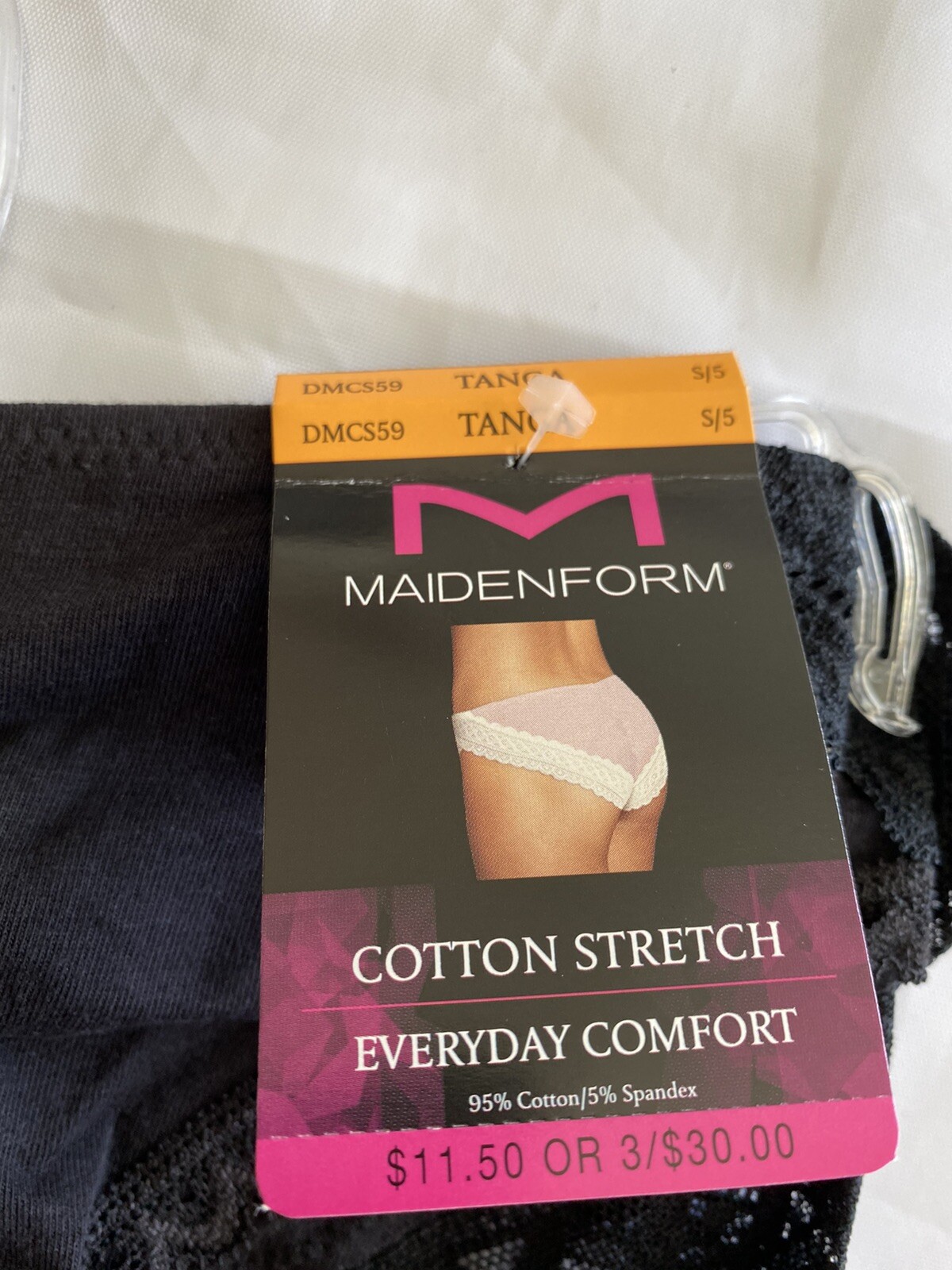 Maidenform Cotton Stretch Tanga Style DMCS59 Size Small Size 5 – Black – New