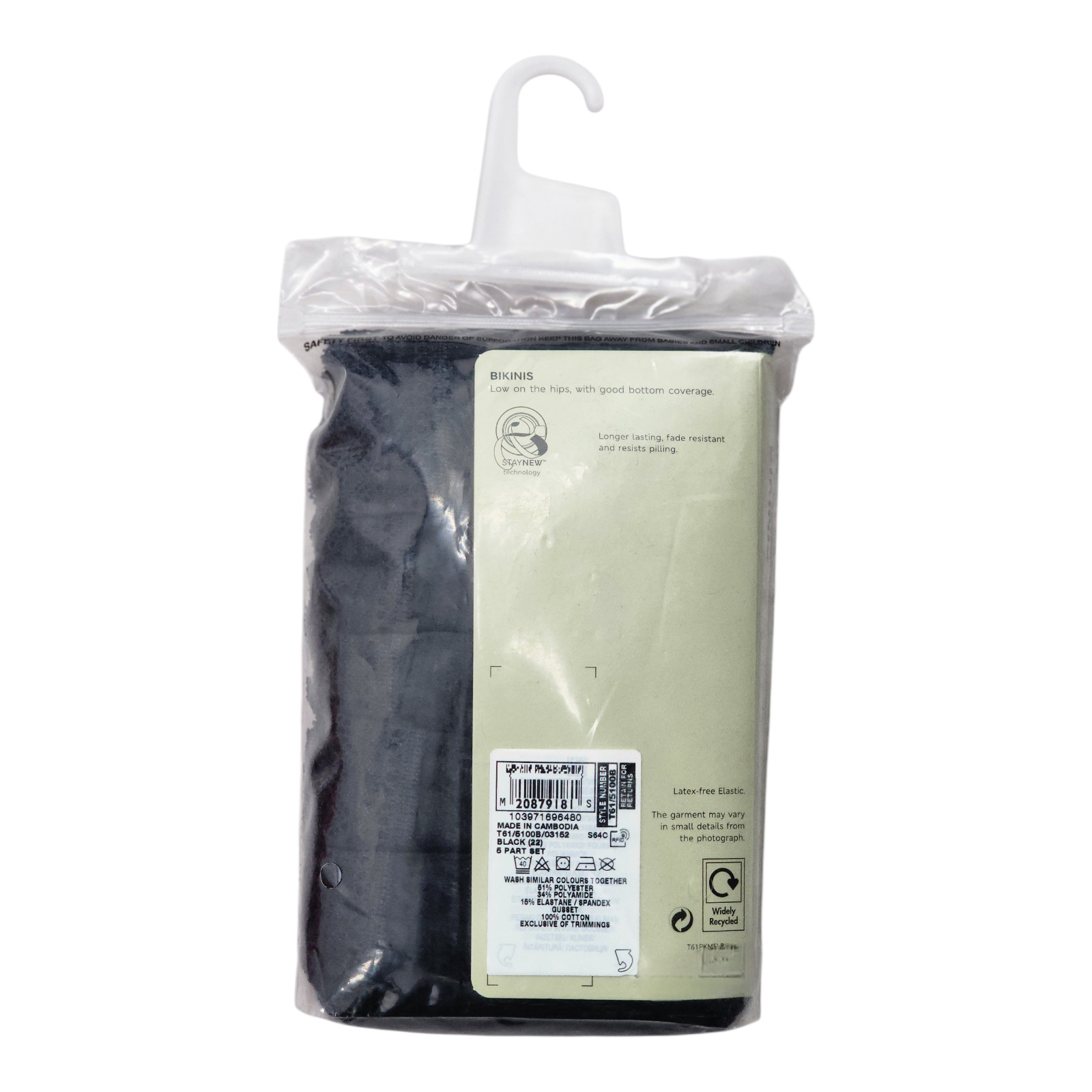 M&S 5pk Cotton Lycra® Bikini Knickers
