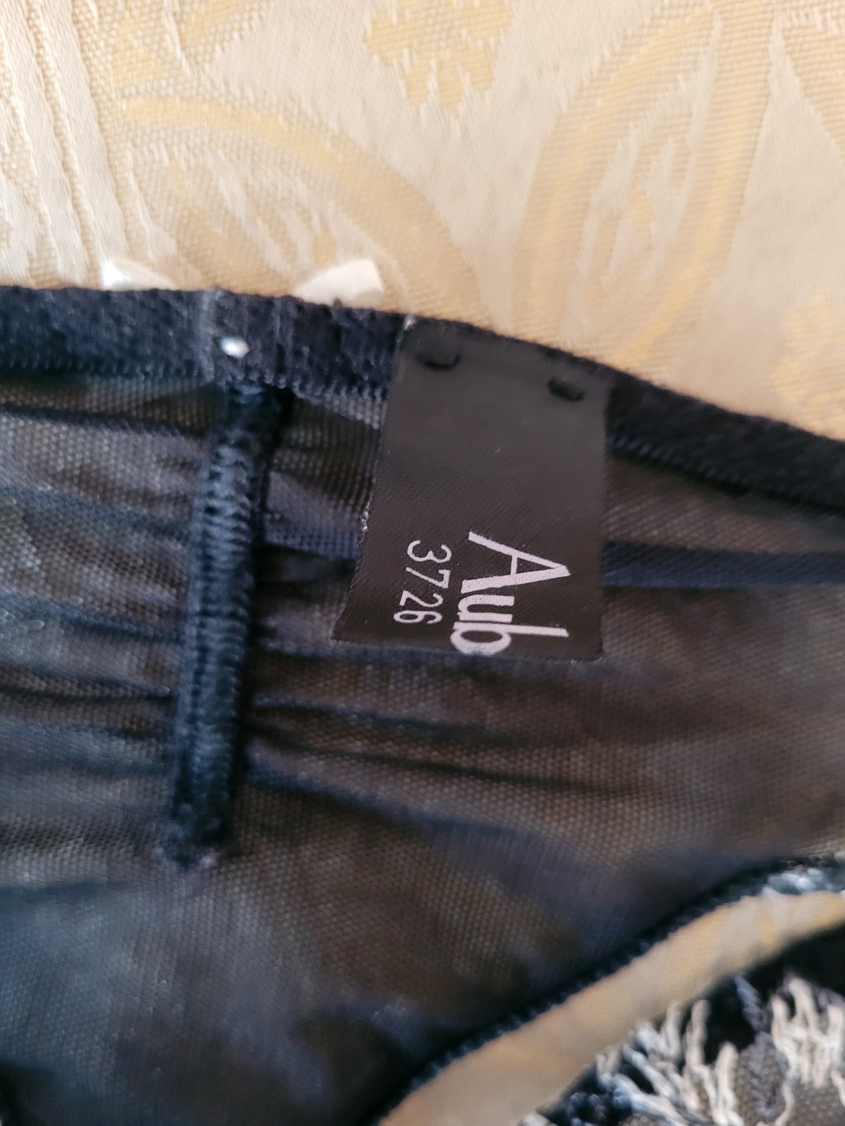 NWOT Aubade Black Lace White Embroidery Tanga Panties Size M US/UK 3 FR 40 EUR