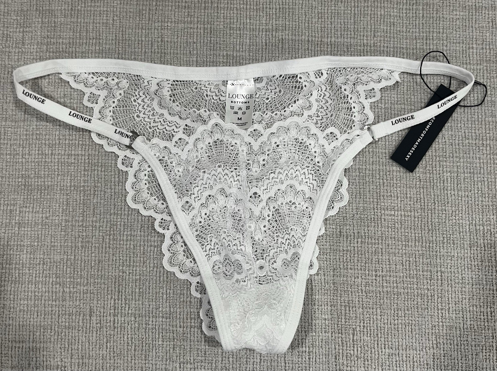 NWT LOUNGE UNDERWEAR LACE WHITE PANTIES SIZE MEDIUM