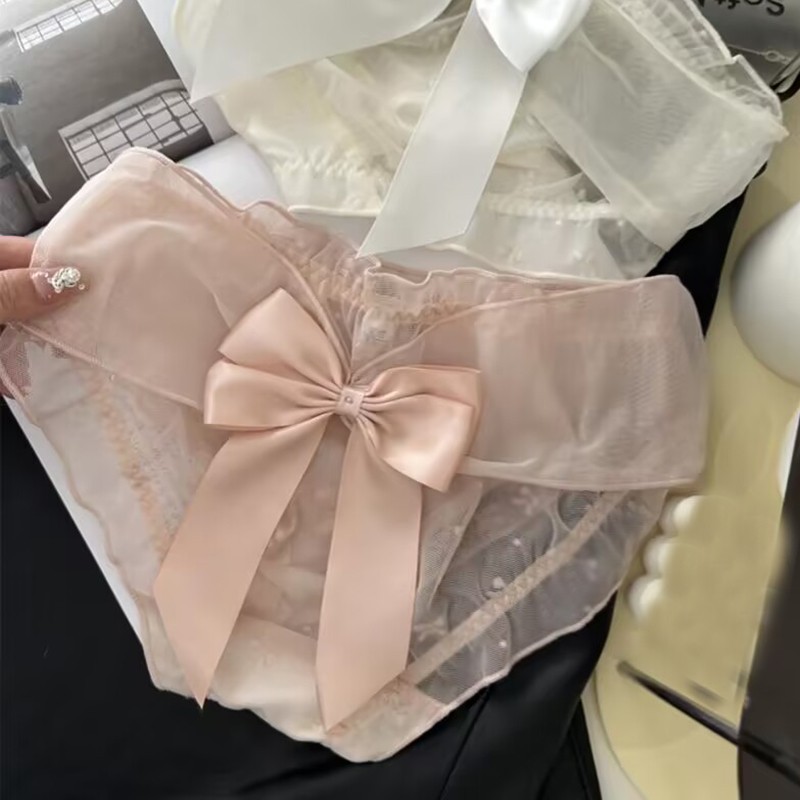Princess Sweet Girls Lady Sheer Panties Briefs Bow Mesh Transparent Lolita Panty