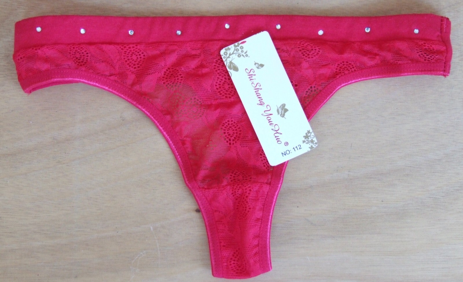 Ladies size 8 cotton and elastane stretchy thong knickers panties briefs Red
