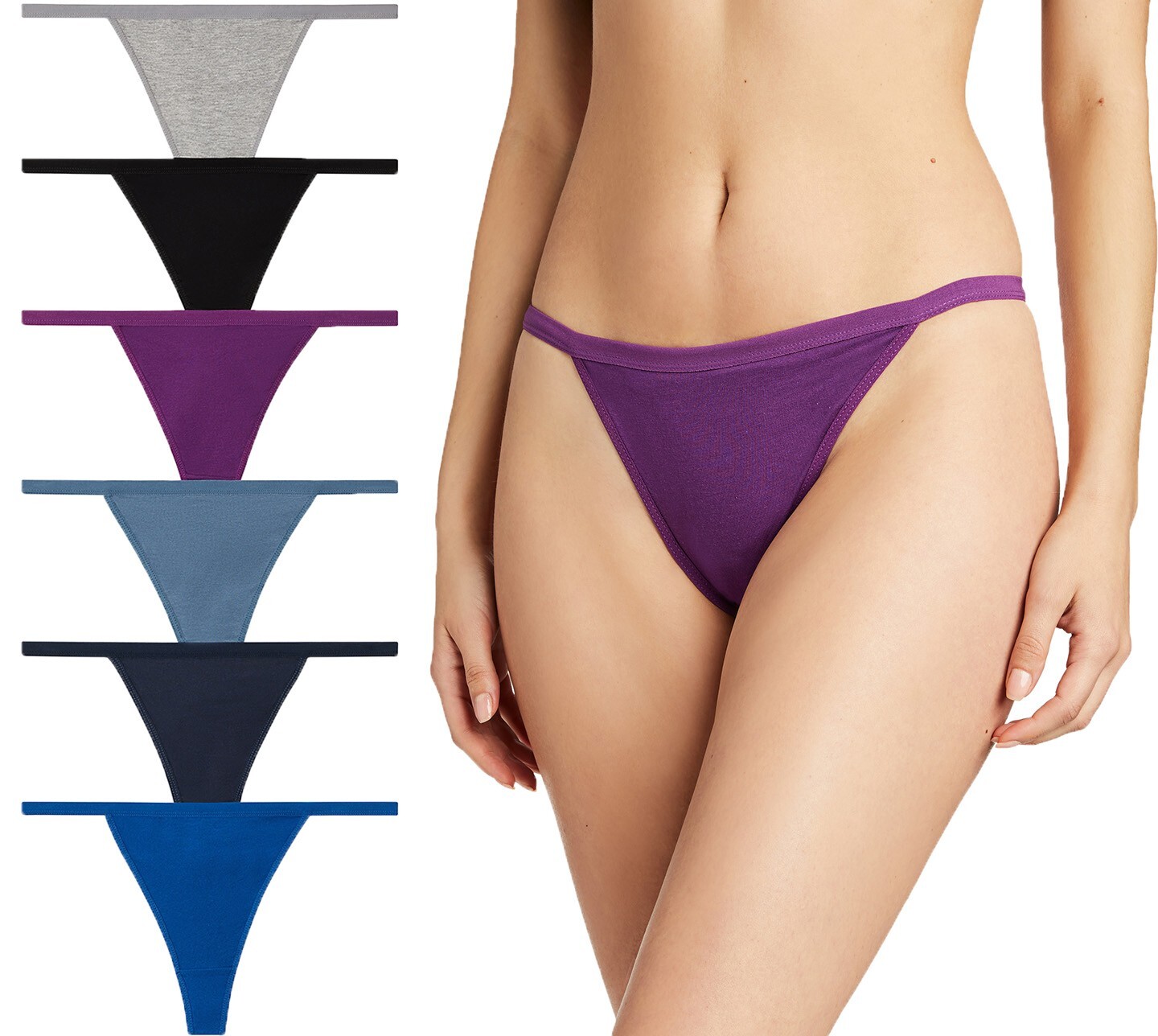 Women Cotton Thongs Lot underwear G String Dark Color Petite Panties XS Pack 6