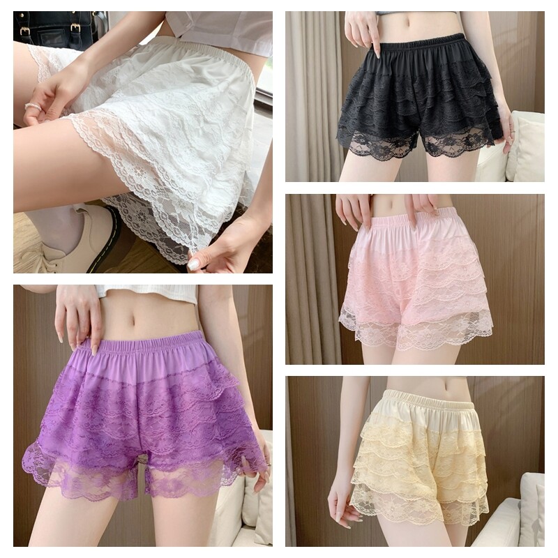 Lady Floral Underpants Lace Ruffle Layered Tiered Shorts Knickers Panties Summer