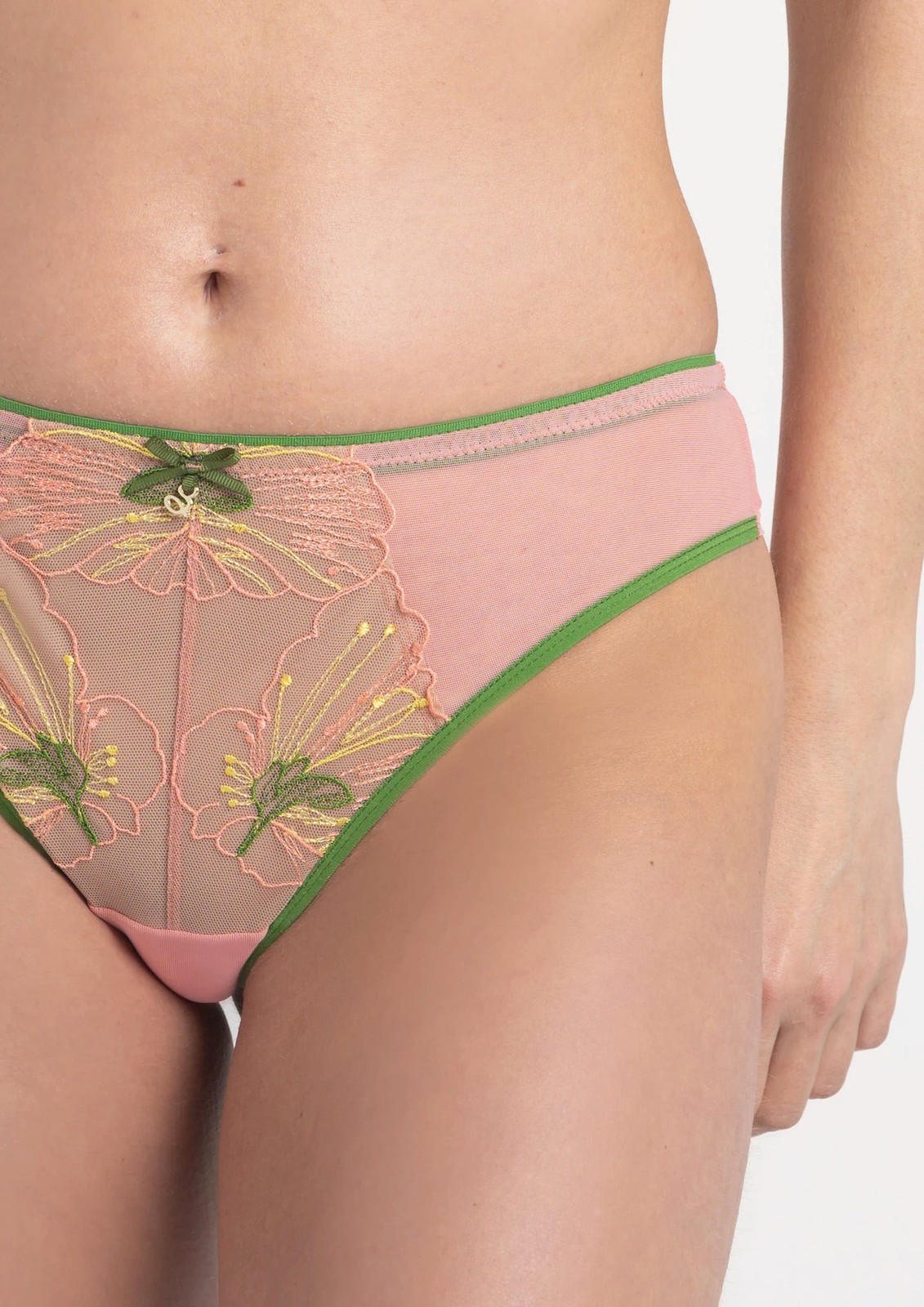 Samanta Lilly Hibiscus Sheer Brazilian Brief Panty M300 Multicolor Lingerie NWT