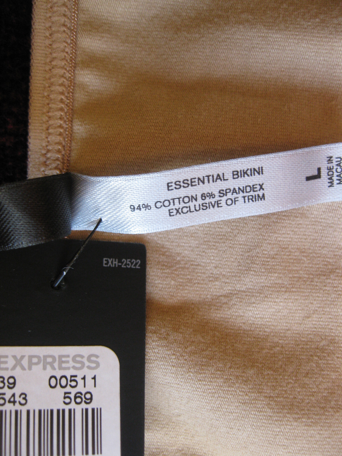 Express Intimates Essential Bikini Panties Sz L Beige Soft Comfy NWT 94% Cotton