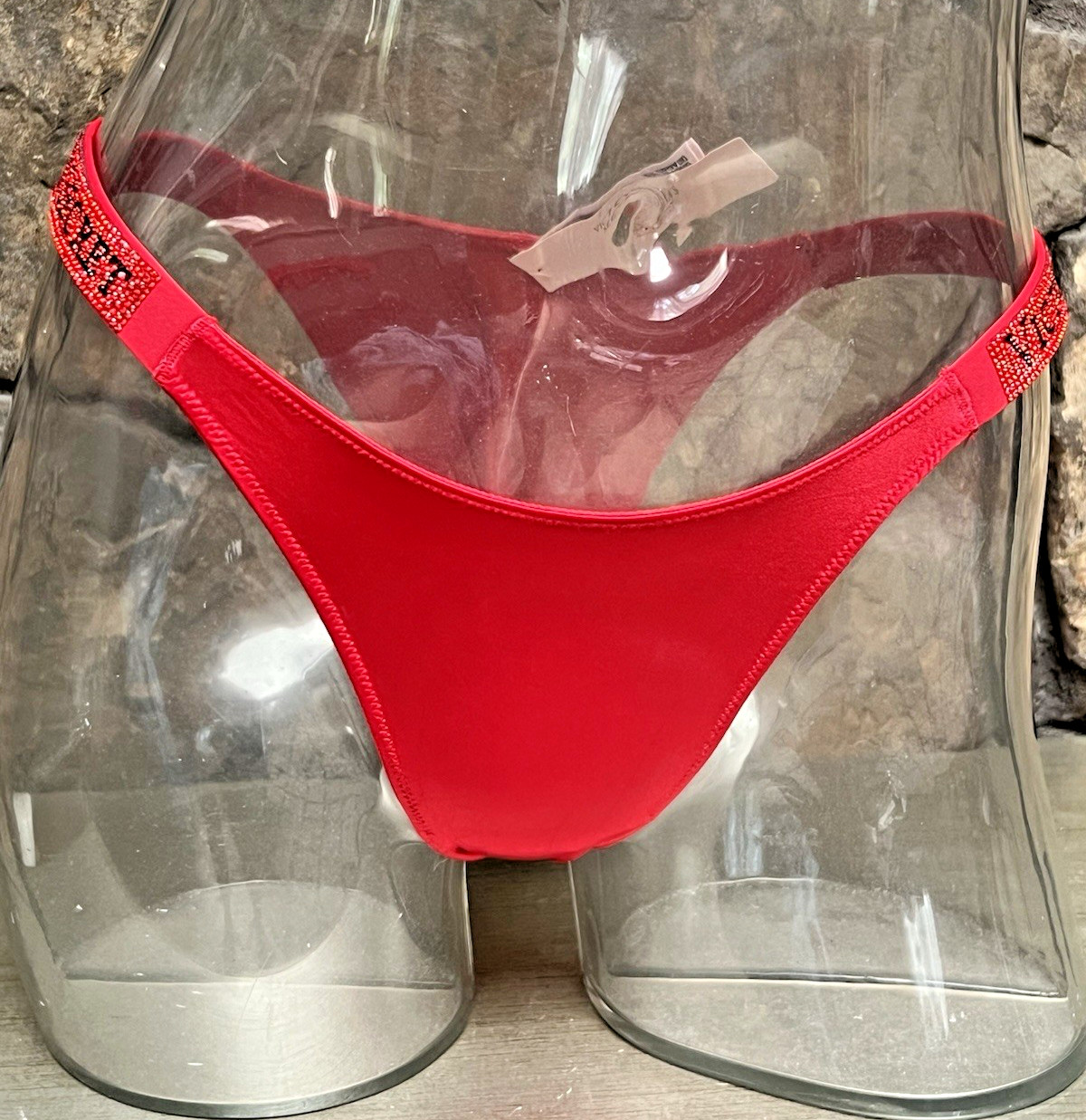 Victoria’s Secret VERY SEXY Shine Strap Satin BRAZILIAN Panty Sz S LIPSTICK NWT