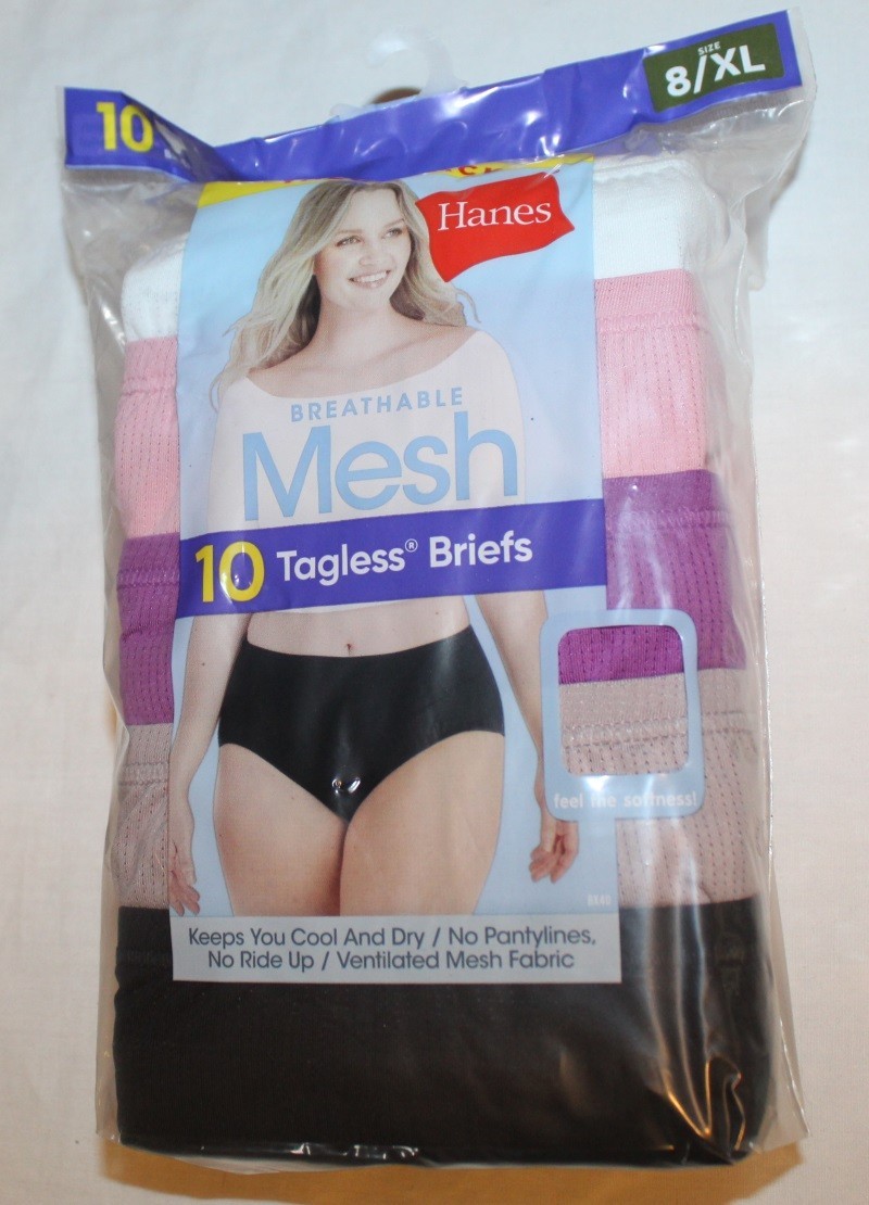 New ladies HANES tagless briefs underwear 10 pack Size 8/XL