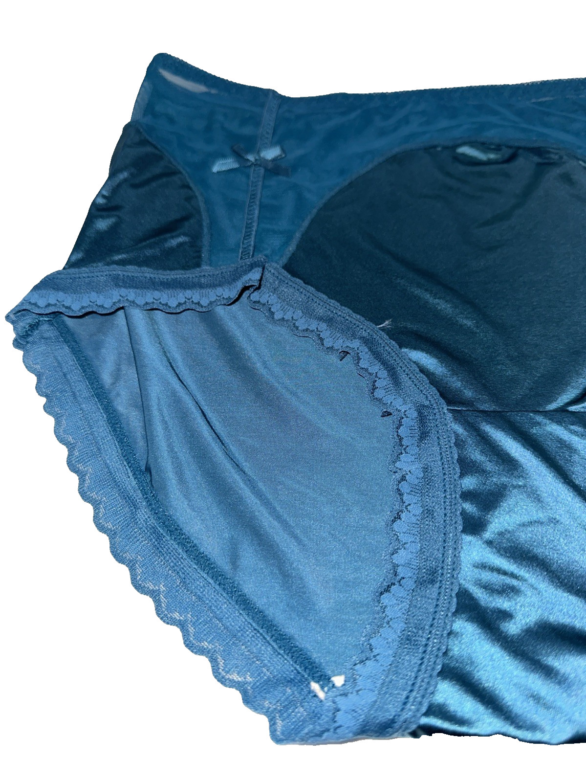Large Nylon Blended Panties Dark Blue Shinny Shiny Satin Feel Cotton Gusset New