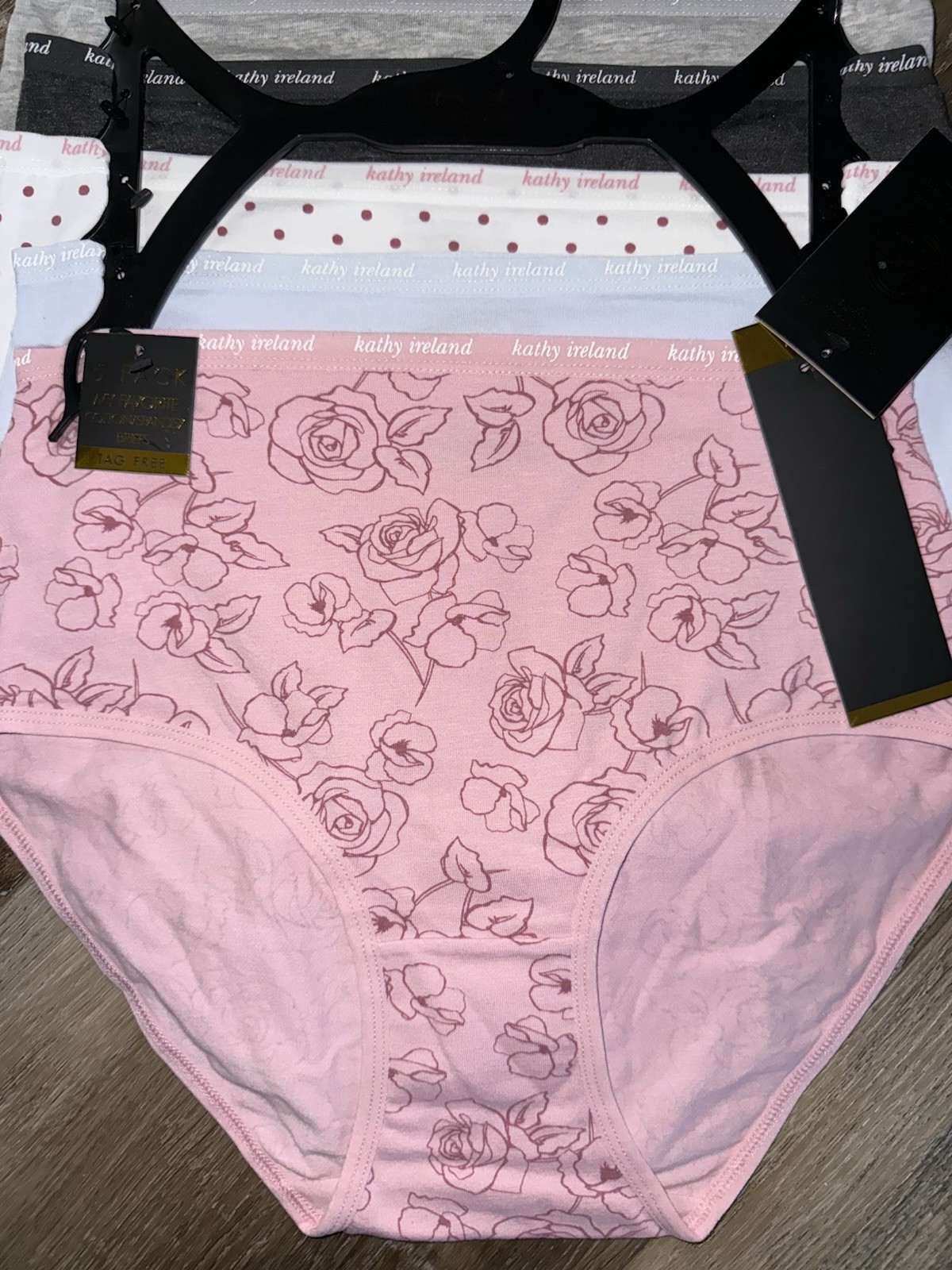 Kathy Ireland Womens Brief Underwear Panties Multicolor 5-Pair Cotton Blend ~ L