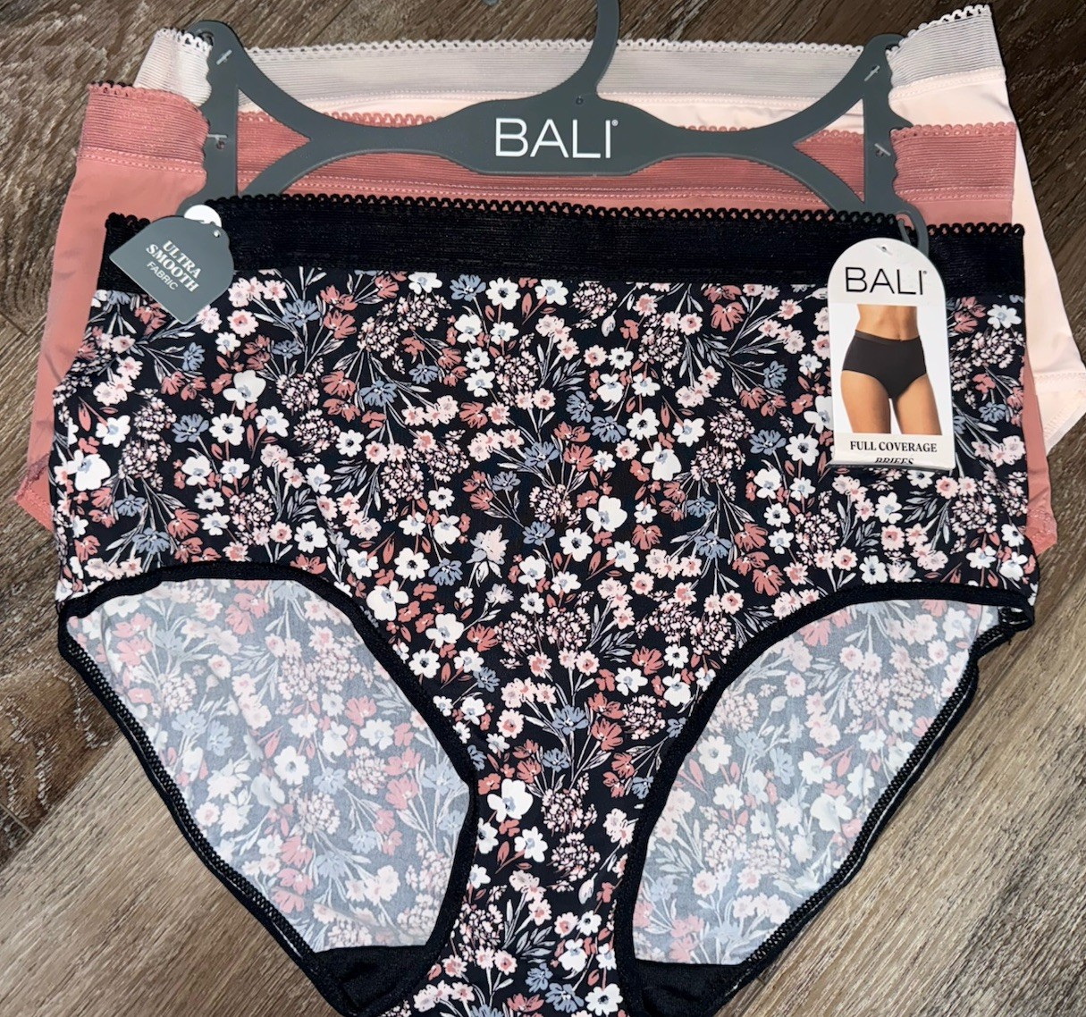 Bali ~ 3-Pair Womens Full Coverage Brief Underwear Panties Nylon Blend (A) ~ M