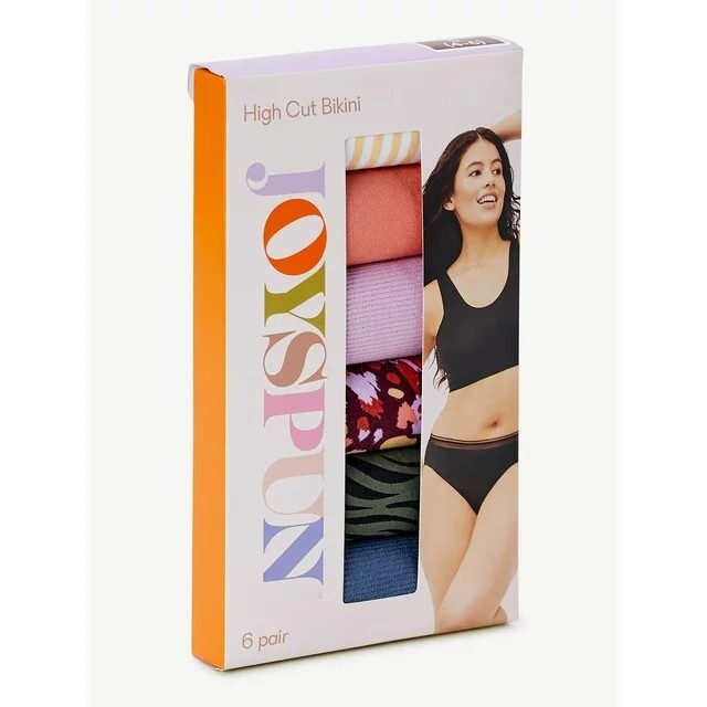 Women’s Joyspun Cotton High Cut Bikini Panties 6 Pair Pack Size 2XL XXL (20) NEW