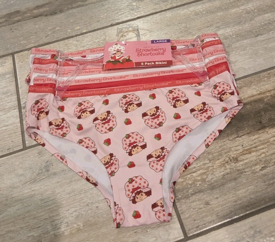 Nwt Strawberry Shortcake Juniors Bikini Underwear 5 Pack L Large Custard