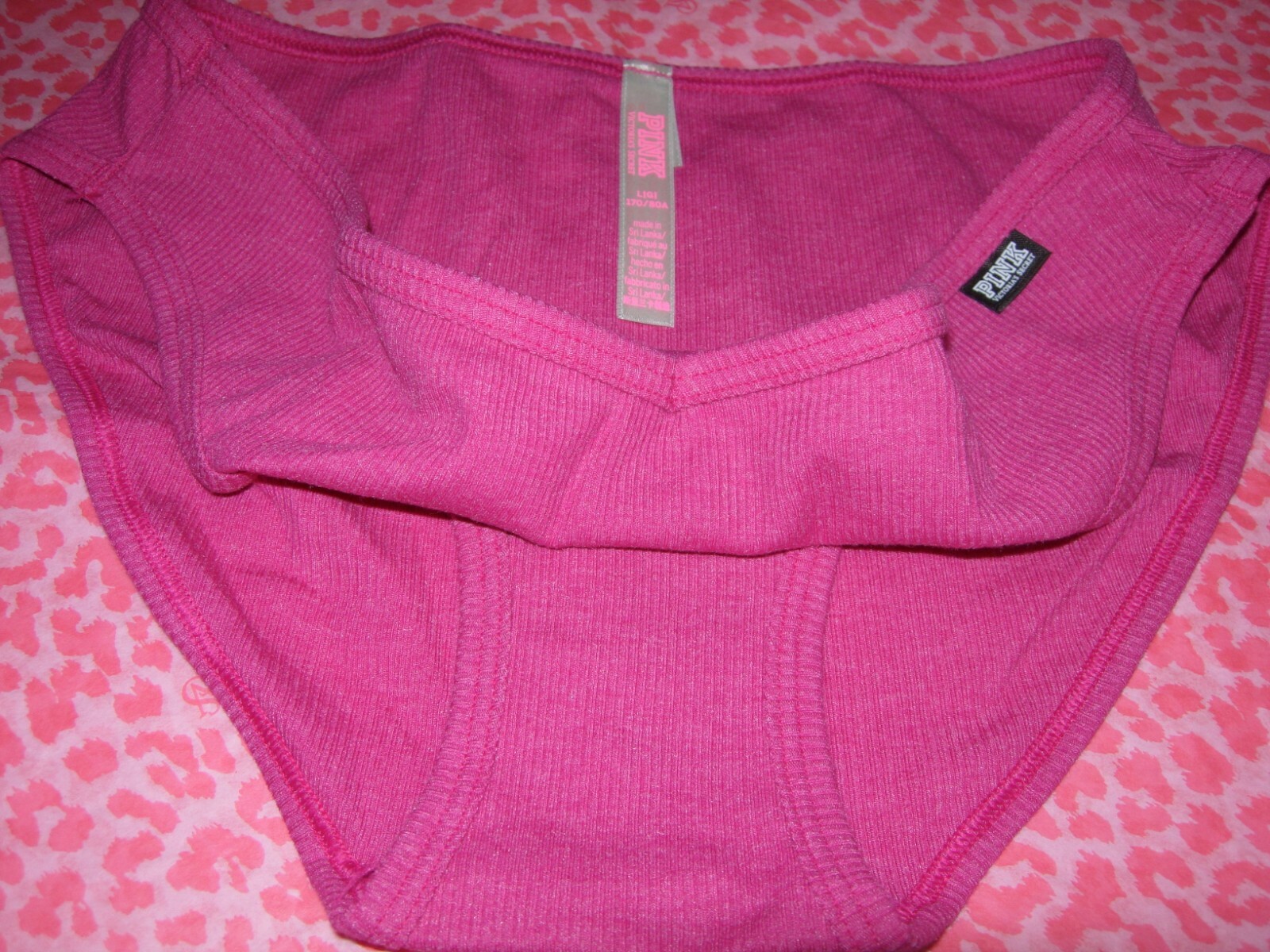 Victoria’s Secret PINK LOGO V-Cut Bikini Ribbed HOT Pink Thrill Pantie XS M NWT