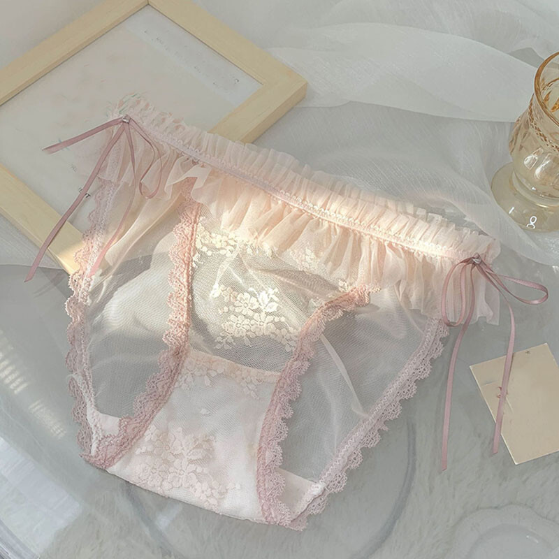 Japanese Sweet Girls Sheer Underpants Cute Mesh Lace Panties Underwear Briefs