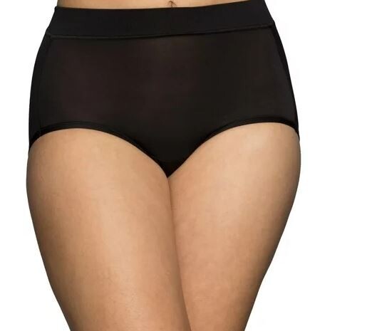 Vanity Fair Black-Black-Beige Microfiber 5XL/12 Radiant 3 PR Brief Panties Soft