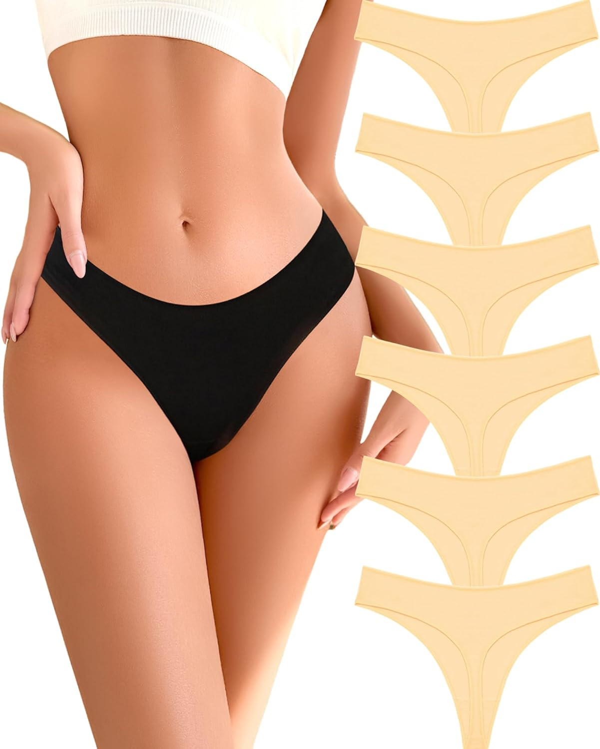 Cotton Underwear for Women Pack Breathable Thongs for Women Sexy Stretch Soft Wo
