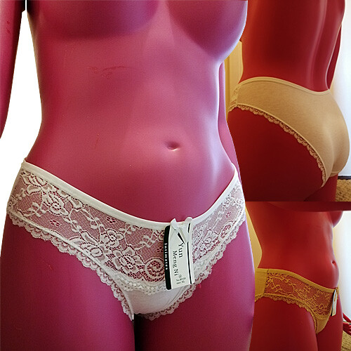Womens Cotton Lace Bikini Briefs Knickers Panties Comfort Gusset 6 8 10 12 S M