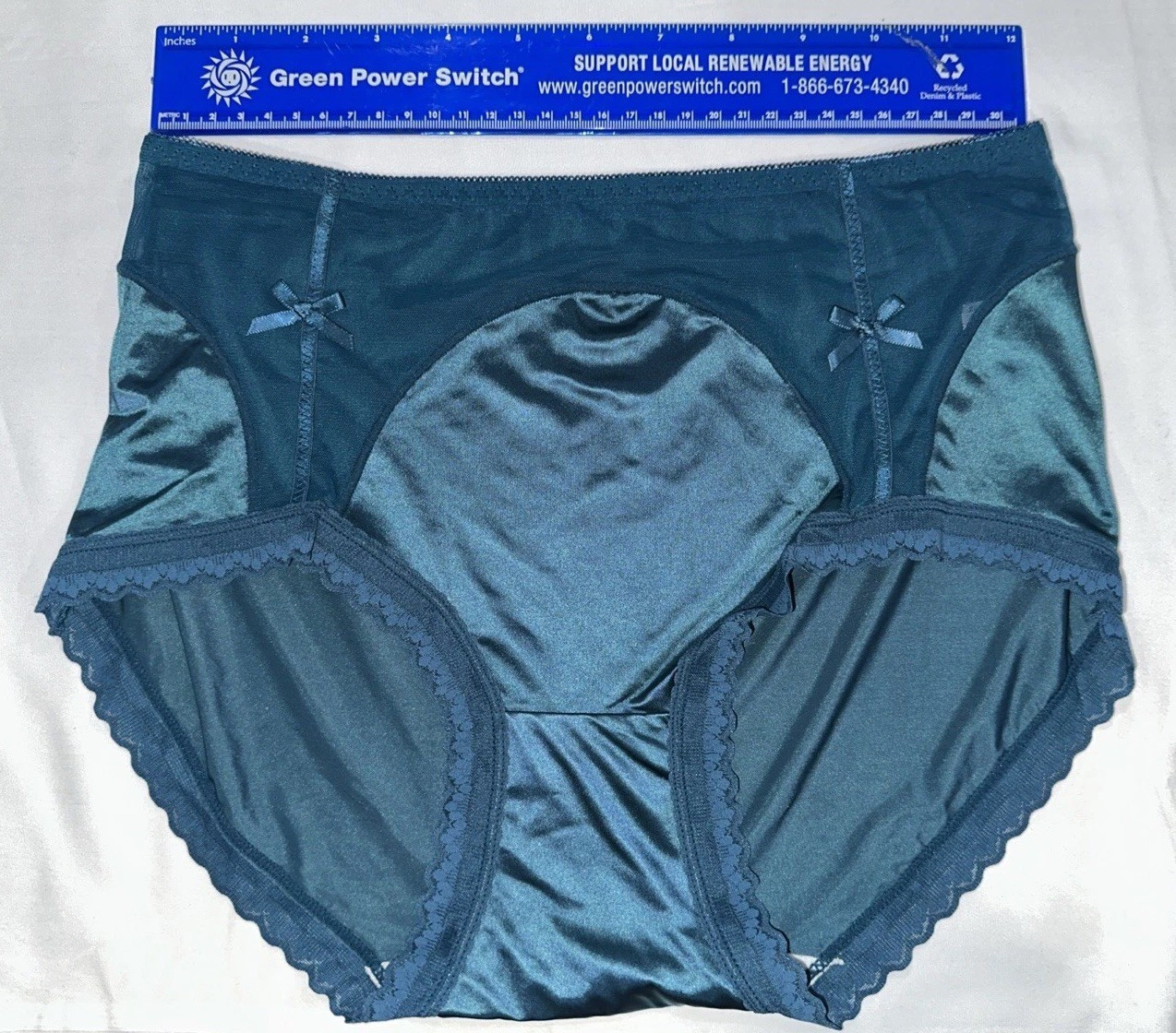 Large Nylon Blended Panties Dark Blue Shinny Shiny Satin Feel Cotton Gusset New
