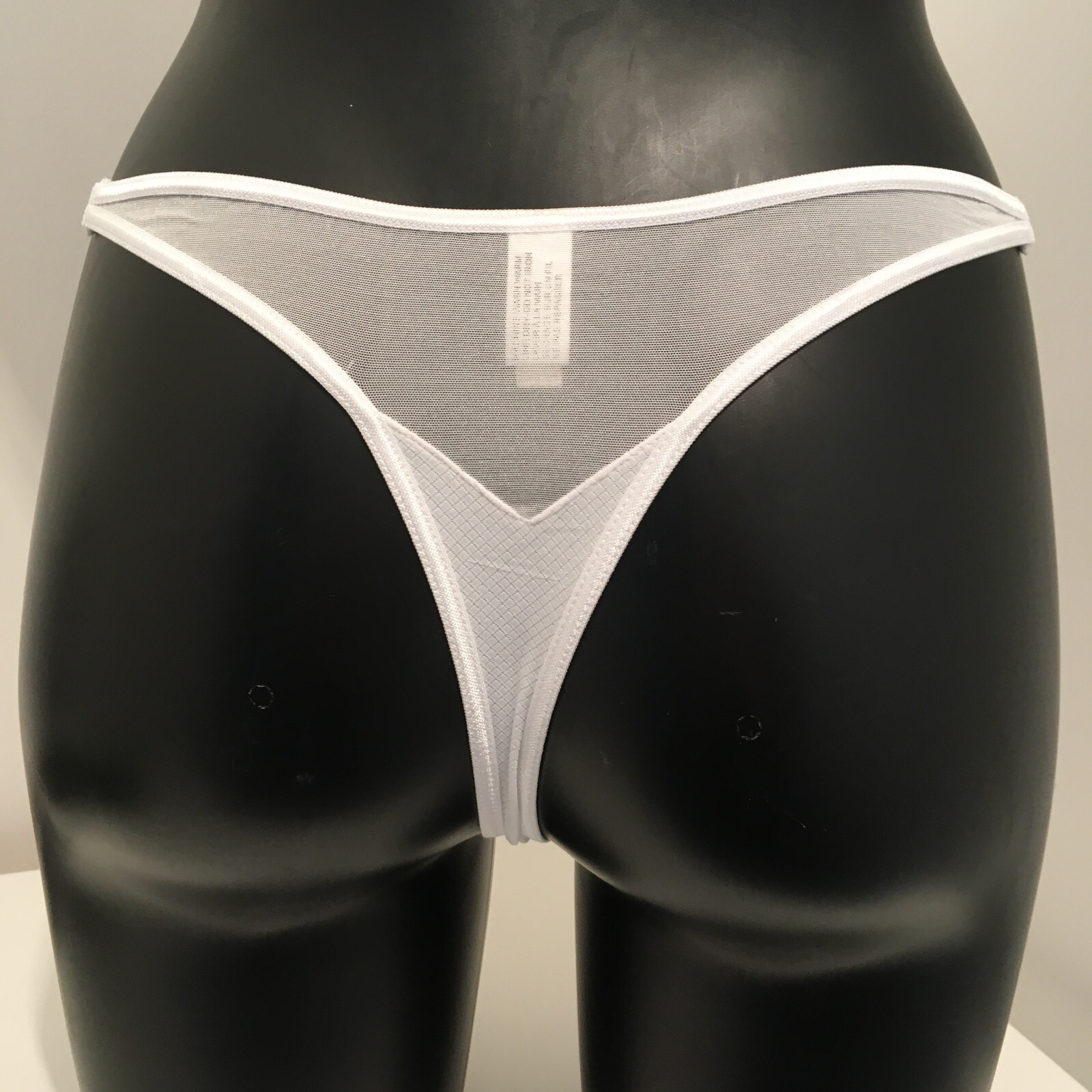 White Mesh Thong Semi Sheer double sided strap detail panties string pants sexy