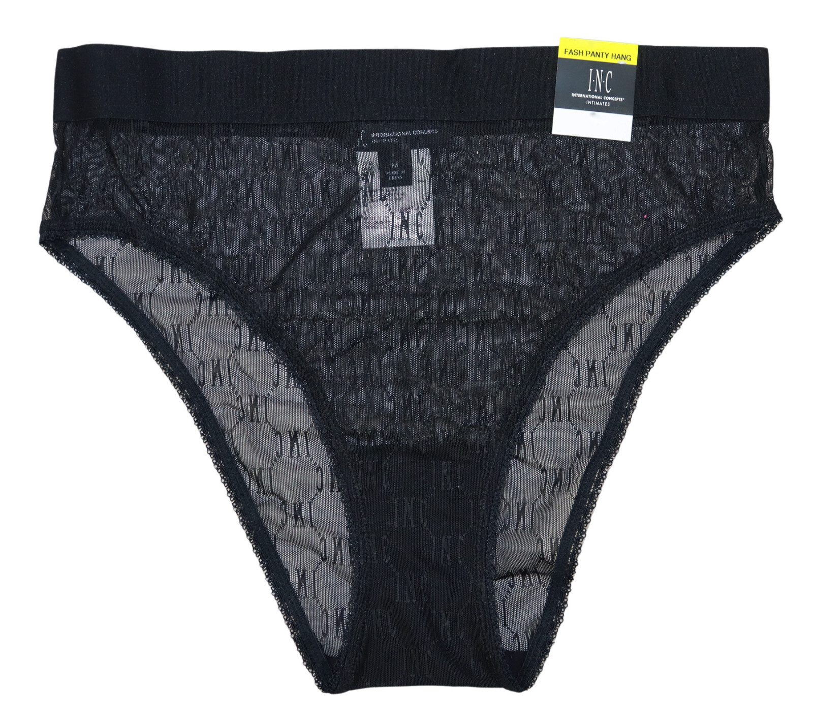 INC International Concepts Sheer Hi-Cut Logo Bikini Panty Women’s Underwear NWT