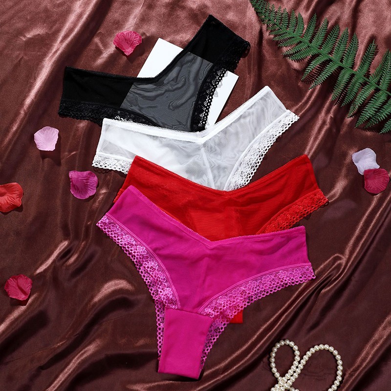 6 Pack Lot Sexy Womens See Through Sheer Panties Underwear V cut Briefs Lingerie