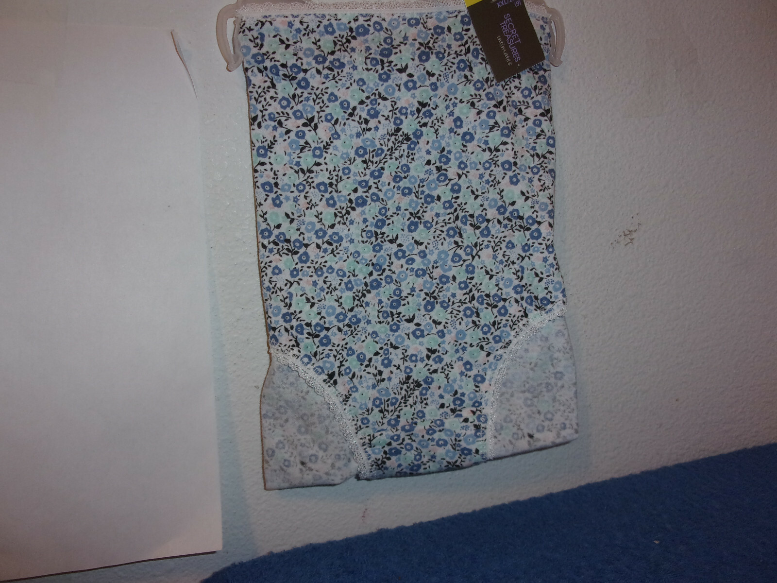 NEW LADY’S SECRET TREASURES SOLID BLUE FLORAL PRINT BRIEF PANTIES & LACE TRIM