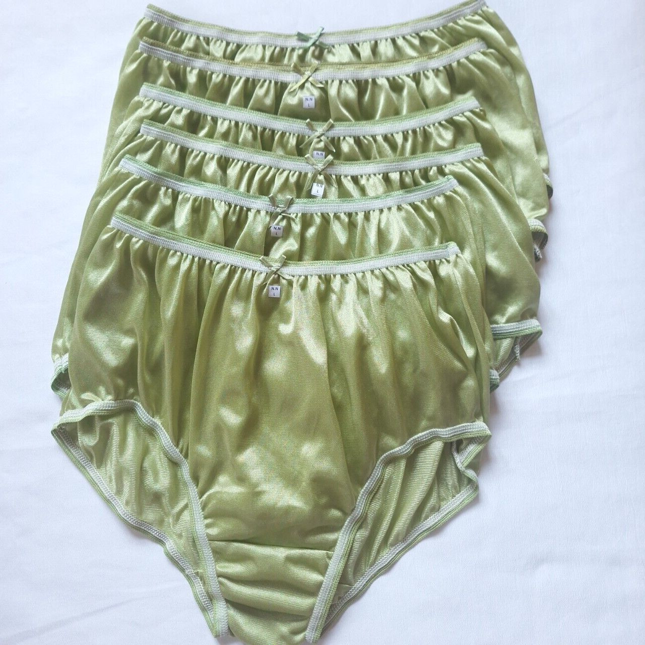 6 Green Nylon Panties Underwear Silky Soft Smooth Briefs High Waist 30″-36″L