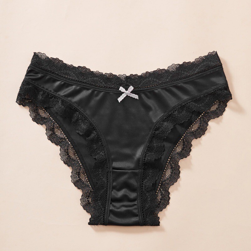 5 Pack Lot Sexy Ladies Womens Satin Panties Underwear Briefs Lace Lingeries Soft