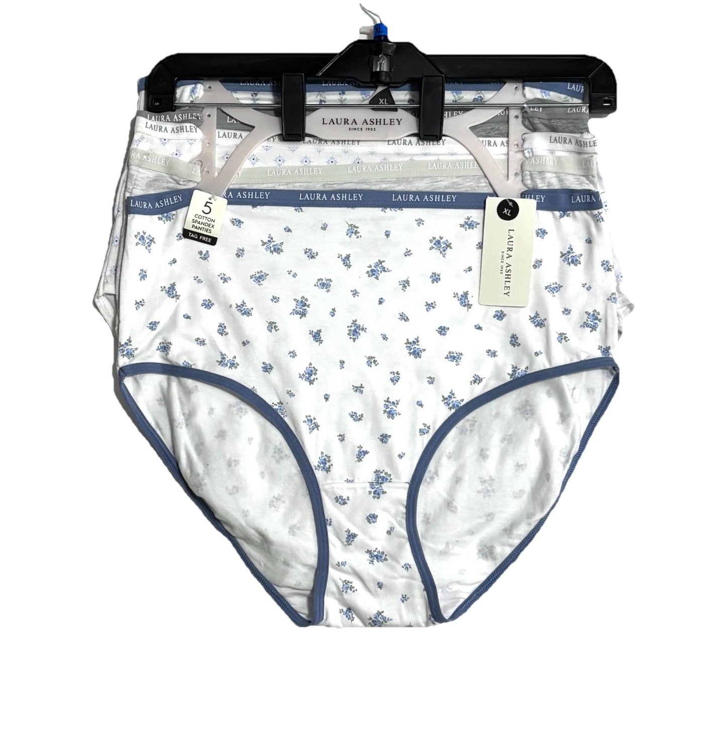 LAURA ASHLEY 5 PACK COTTON BRIEFS PANTIES XL FLORAL SOLIDS TAG FREE SUPER SOFT