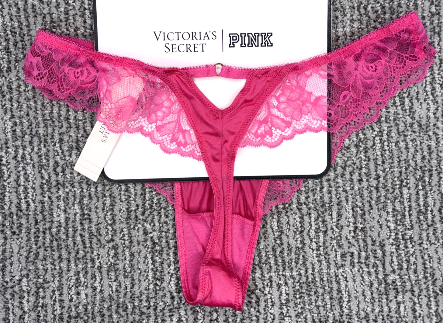 Victoria’s Secret Very Sexy NWT Small Pink Lace Trim High Leg Thong Panty