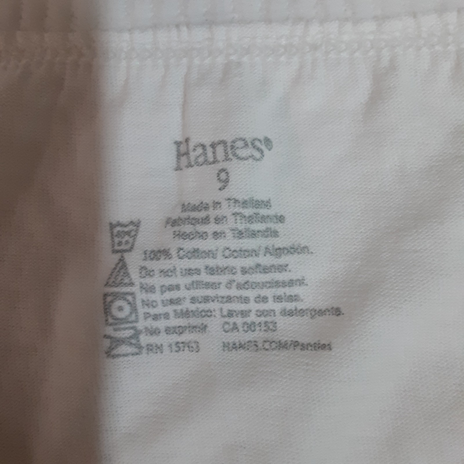 Hanes Womens Size 9 White Hipster 100 % Cotton Underwear 1 Pair
