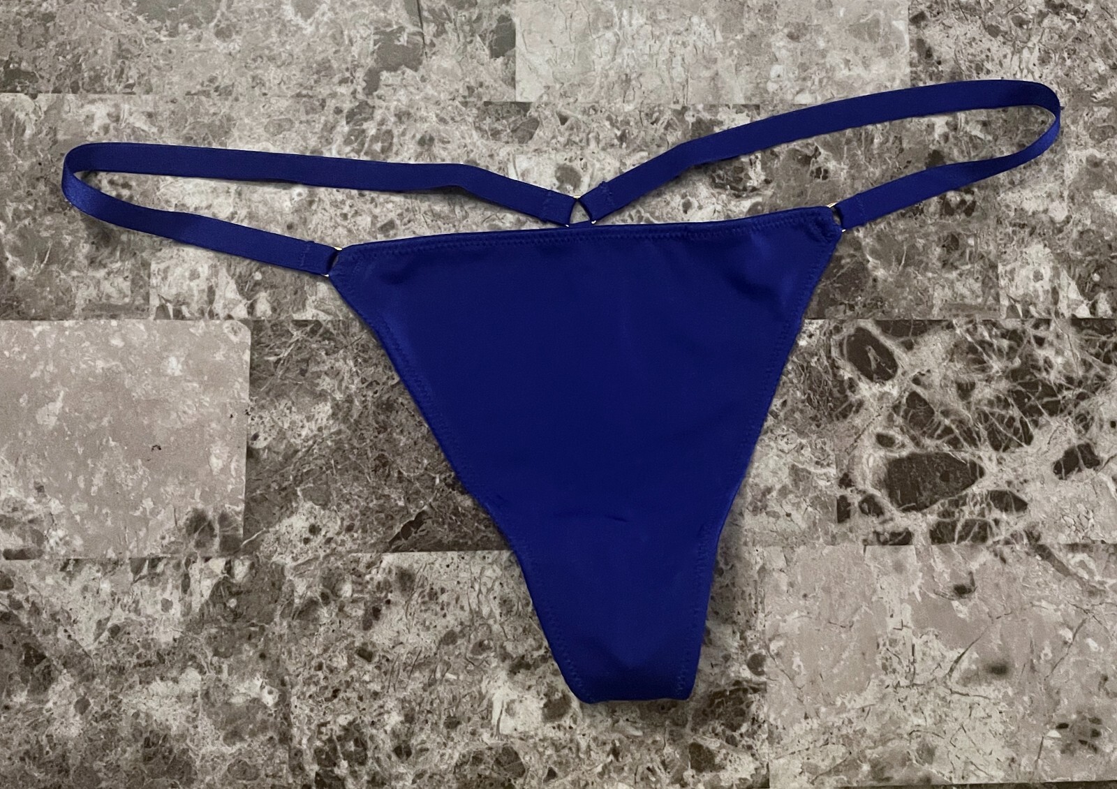 NWOT VICTORIA’S SECRET O/S ROYAL BLUE SATIN SMOOTH VINTAGE RARE V STRING PANTIES