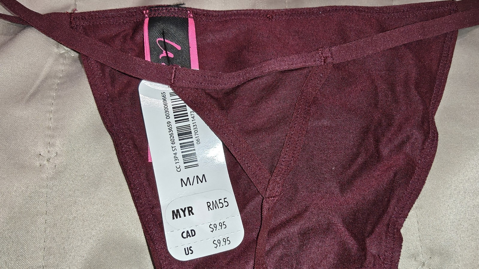 BNWT – LA SENZA Cotton Thong – Size M – Burgundy