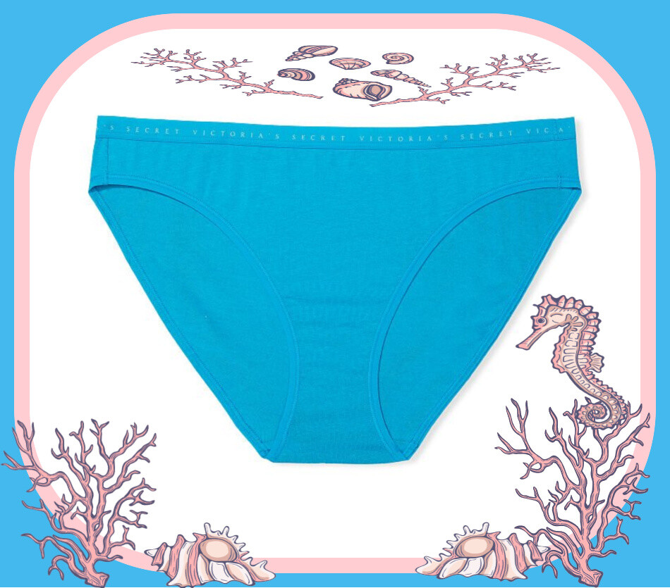 M Medium Bright Sky Blue Teal Stretch COTTON Victoria’s Secret BIKINI Pantie