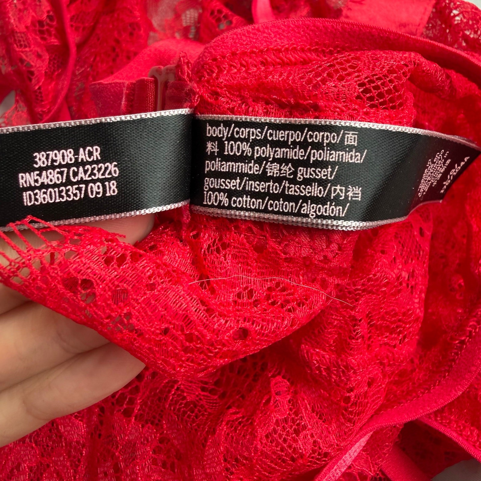 Victoria’s Secret Red Lace Teddy Bodysuit Strappy Back Lingerie Women’s L/G