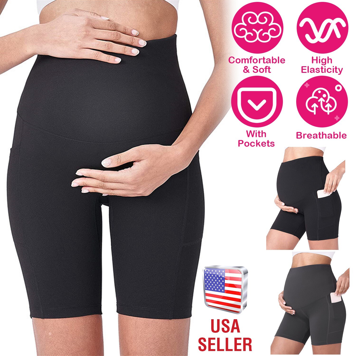 High Waisted Mid Thigh Seamless Pregnancy Underwear Over Bump Prevent
