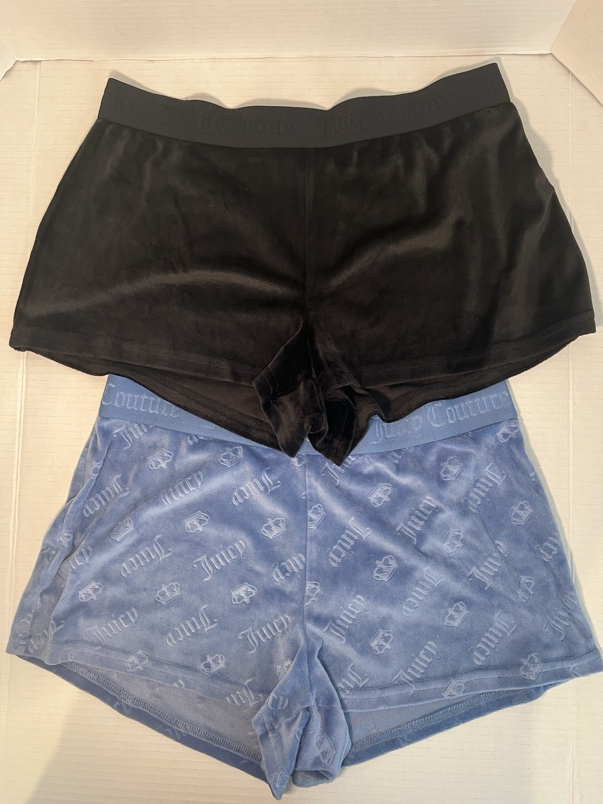 Juicy Couture Women’s Boyshort Pj Shorts 2-Pack Black/Blue Logo Size M