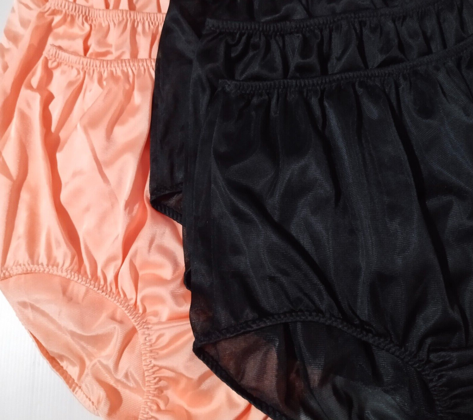 6 Nylon Panties/ High Waisted/ Double Nylon Layer Crotch/ BLack+ORANGE/ Size XL