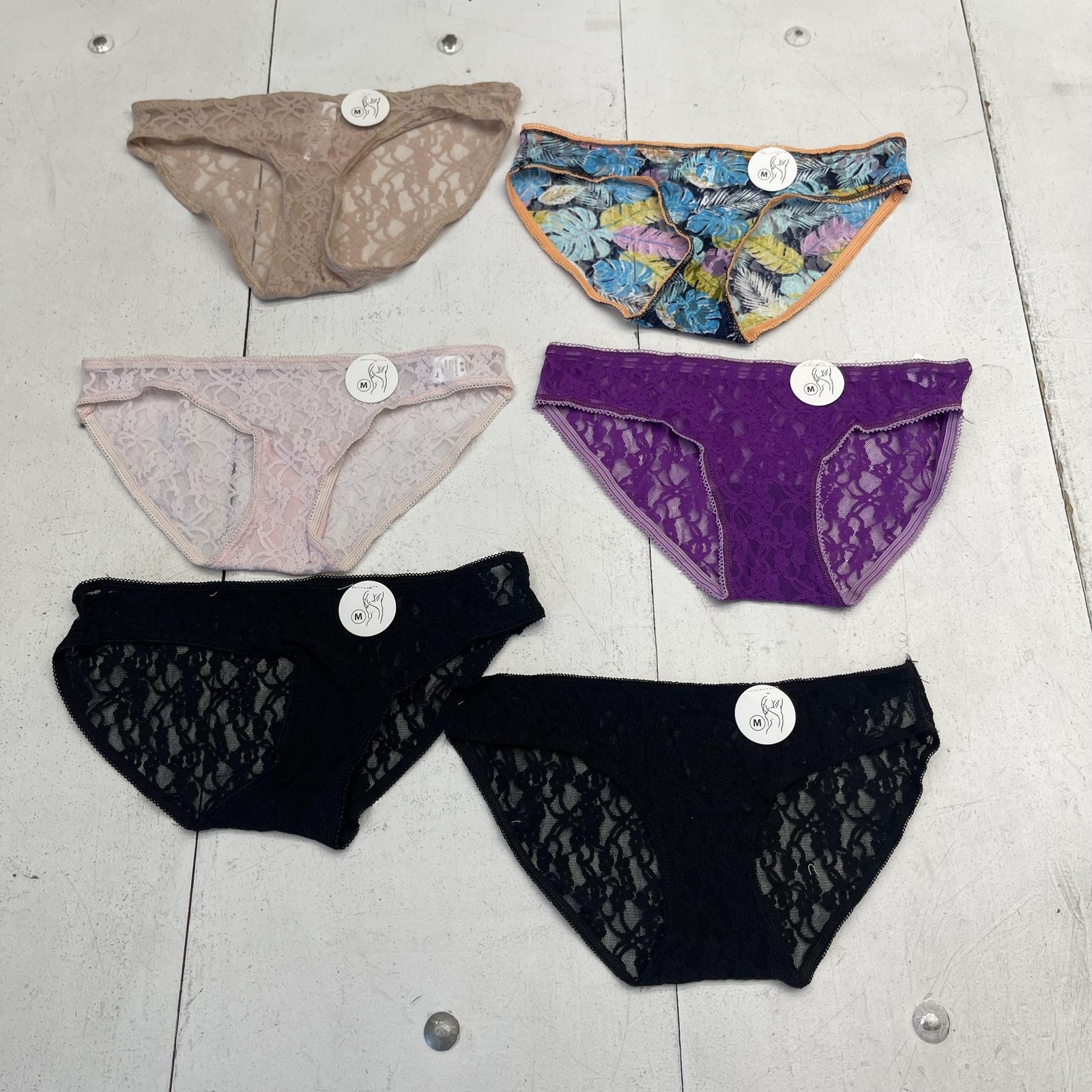 See Through Bikini Panties Womens Medium Multicolor Lace Sheer 6 Pack Stretch