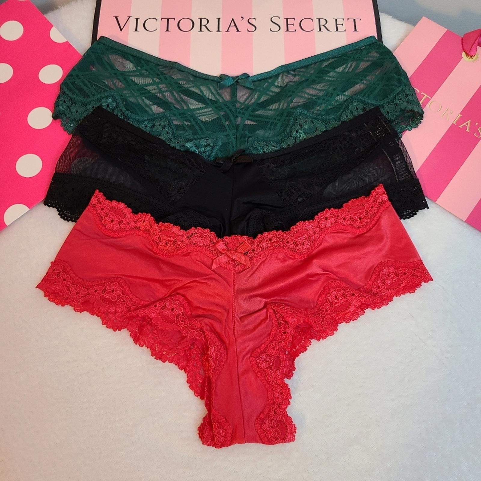 Y2K Victoria’s Secret 3pk Silky Satin Lace Mesh Classic Cheeky Panties Size XS