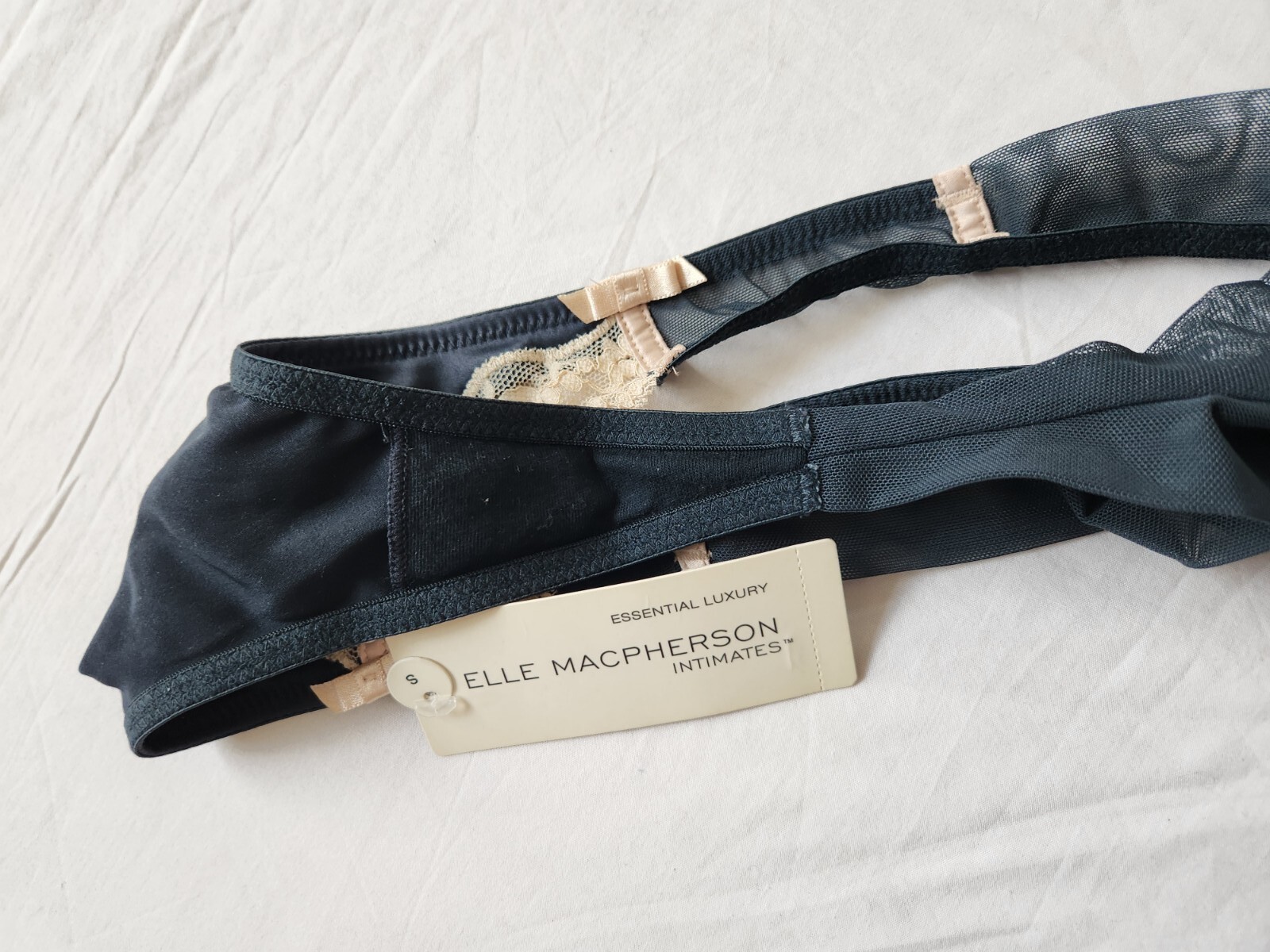 Elle Macpherson Intimates Fly Butterfly Fly Jet Dark Green Thong Size S