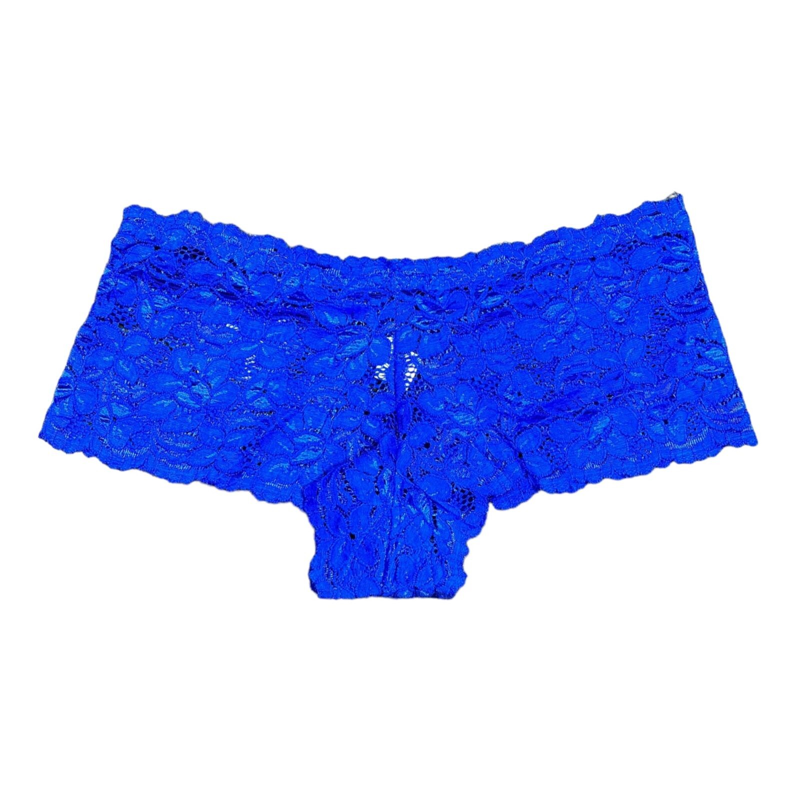 Angelina Womens Panties Underwear Lace Cheeky Boyshort Blue Small 0 2