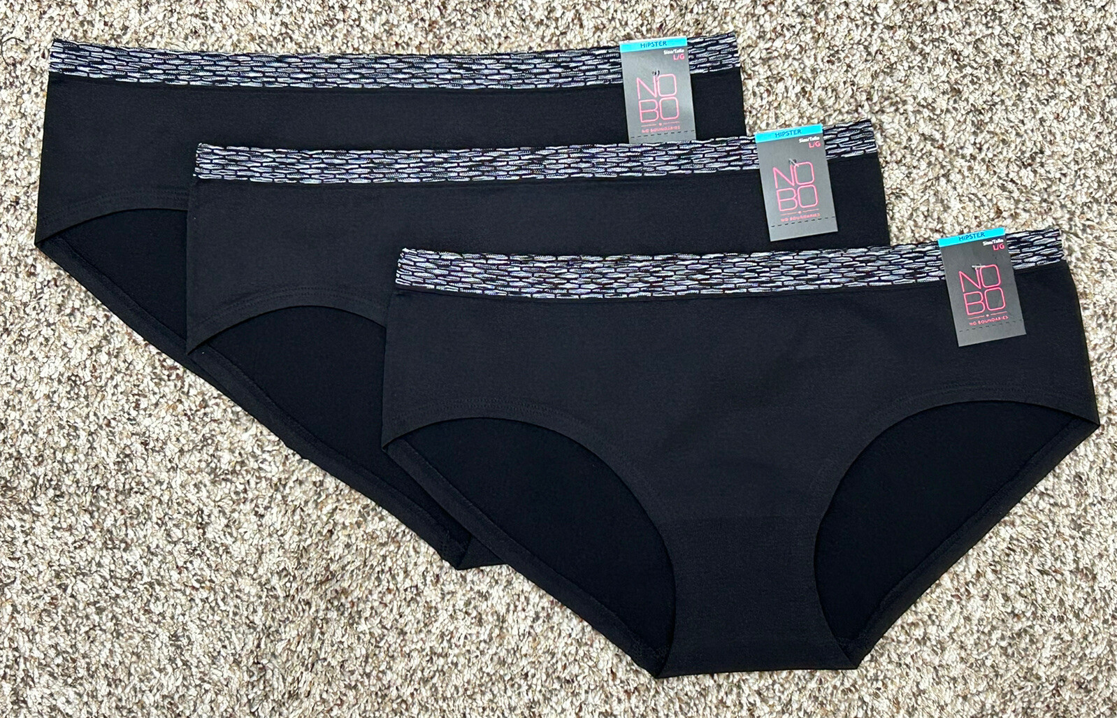 New NOBO No Boundaries Seamless Hipster Panties 3-PACK LARGE (U30)
