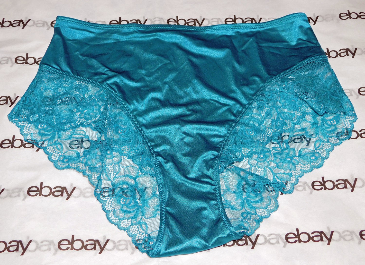 NEW Victoria’s Secret Very Sexy High-Waist Brief Panty Large Teal Satin Lace VS